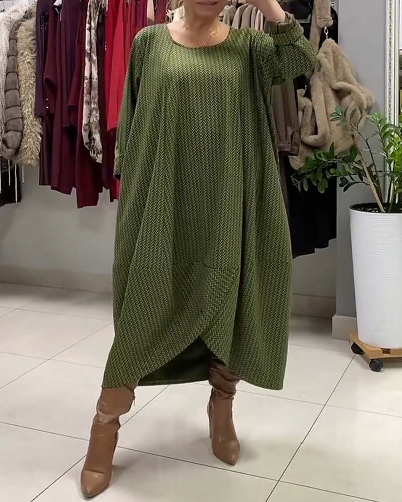 CurveEase™ | Plus-Size Loose Round-Neck Dress