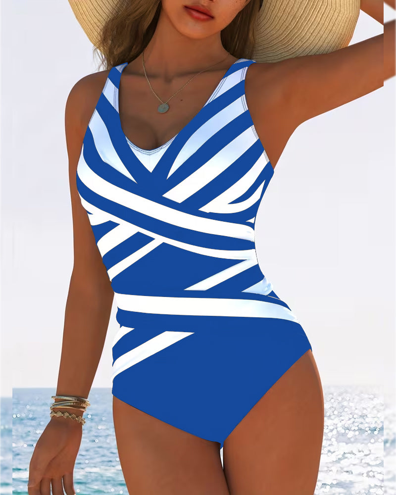 Marivelle StripeV Swim One-Piece