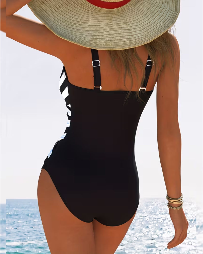 Marivelle StripeV Swim One-Piece