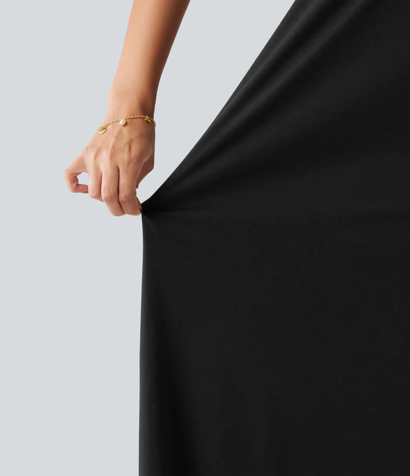 V Neck Split Hem Maxi Casual Slip Dress with Pockets