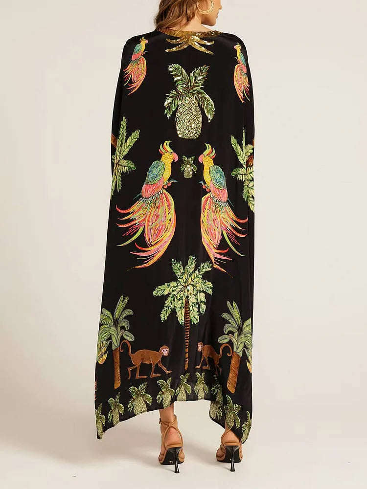 Soléva™ | V-Neck Printed Flowy Dress