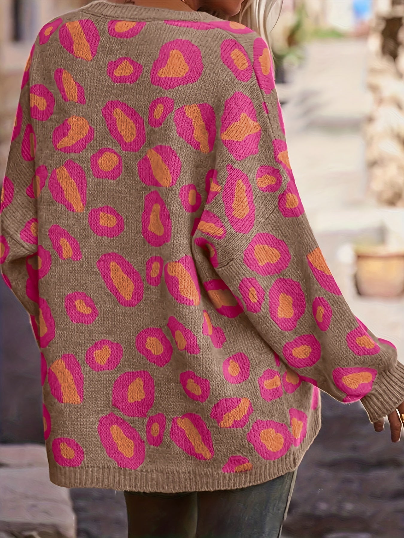 Aurelienne™ | Multicolor Leopard V-Neck Knit Sweater