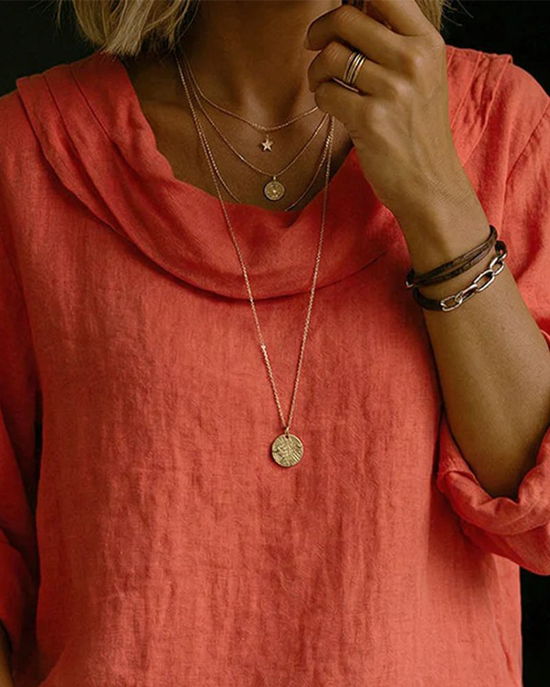Cavelle™ Folded-Collar Cotton Top