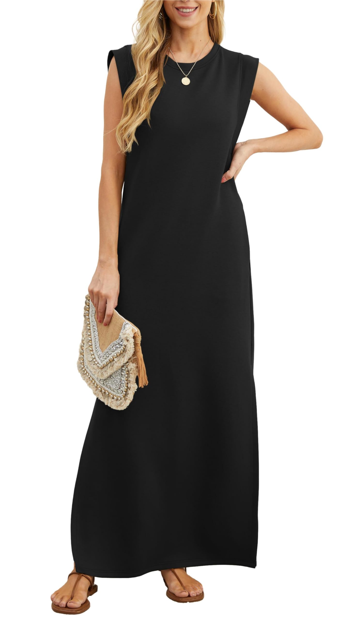 FlowLuxe™ | Wrinkle-Free Split Maxi Dress
