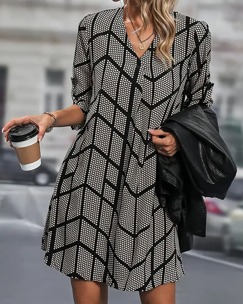Vivara™ | Polka Dot V-Neck Midi Dress