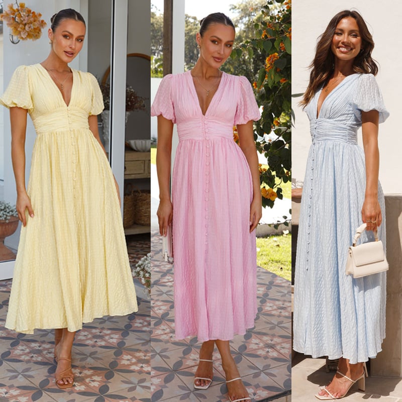 FlowLuxe™ | Wrinkle-Free Split Maxi Dress