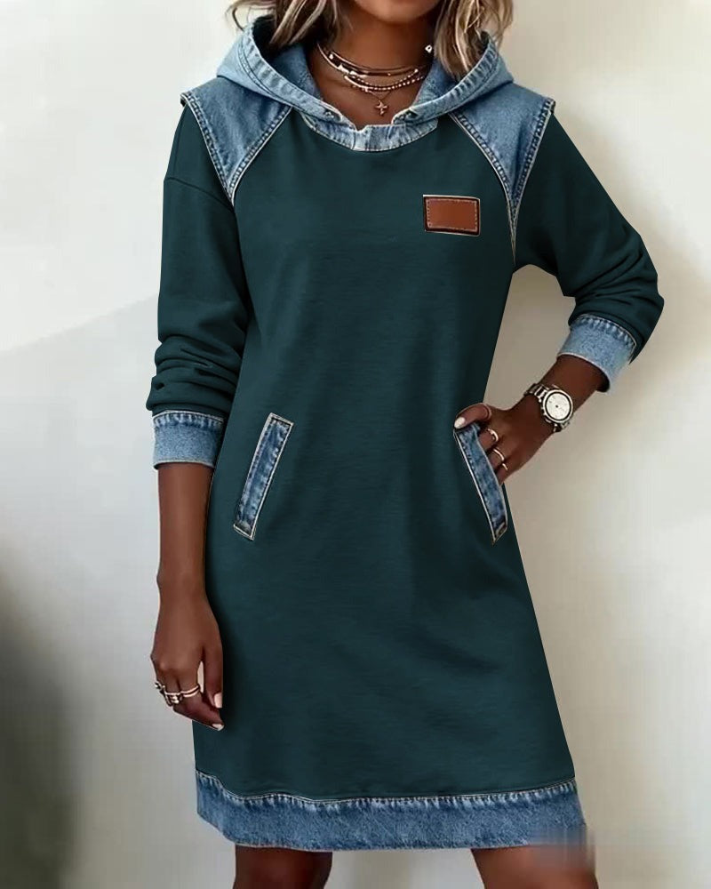 Denim Drift™ | Hooded Denim Dress