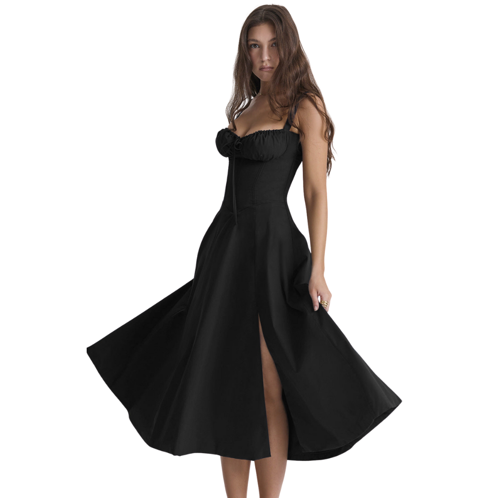 Marvessa™ | Floral Bustier Waist-Sculpt Midi Dress
