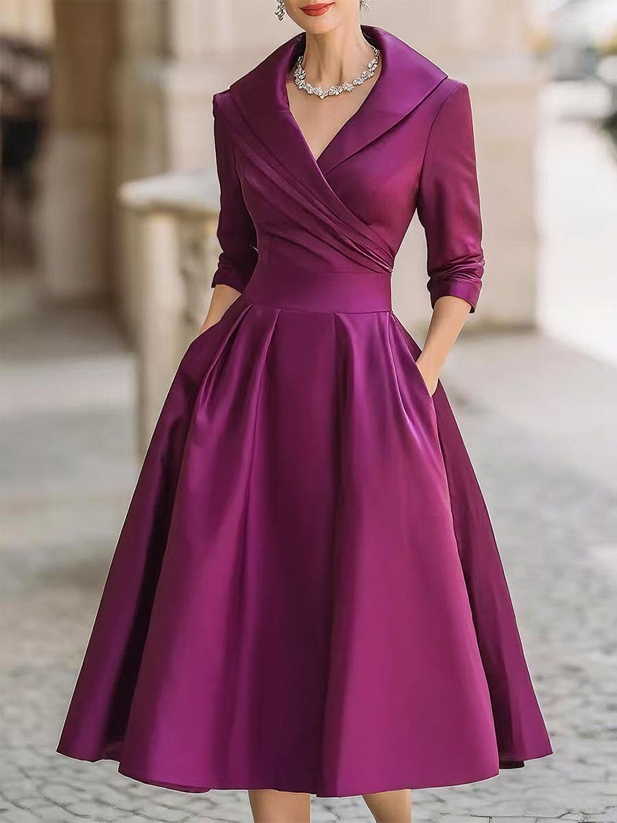 Lina™ | Midi Satin Dress