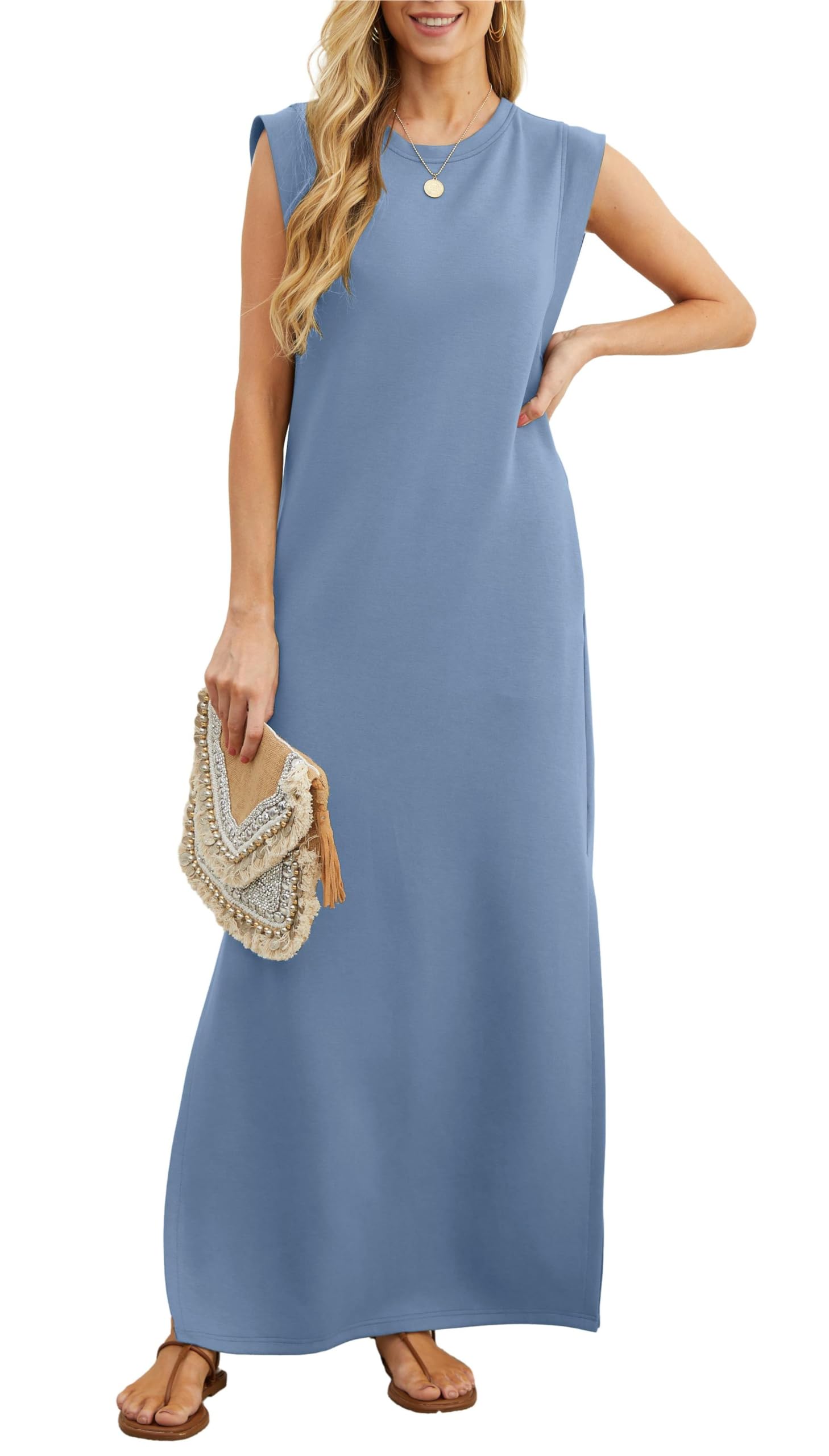 FlowLuxe™ | Wrinkle-Free Split Maxi Dress
