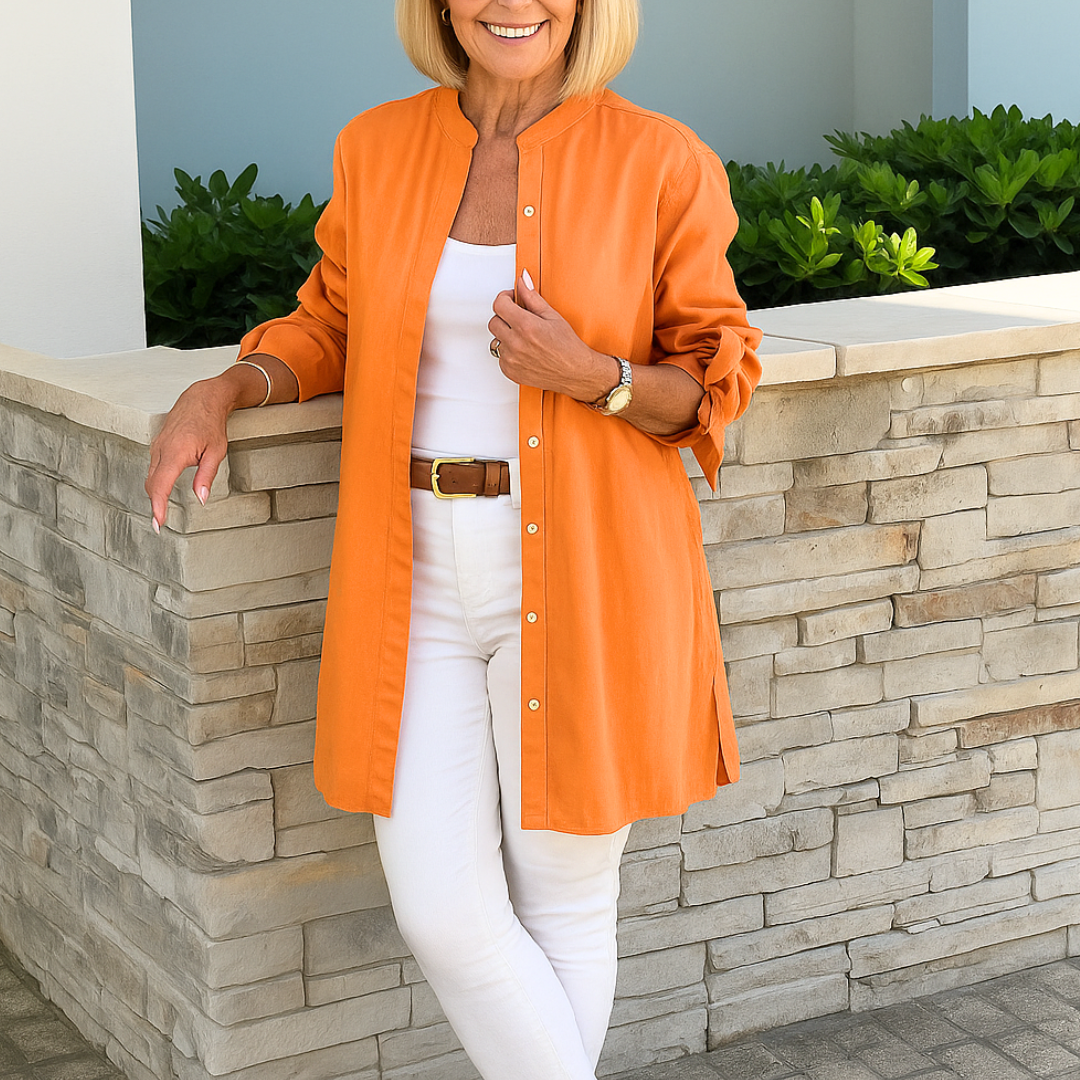 Noor & June™ | Louise Blouse – Solid Shirt with Tie Sleeves