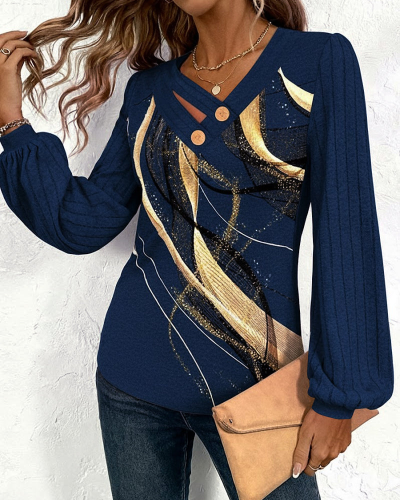 Velmira™ | Striped Lantern Sleeve Top