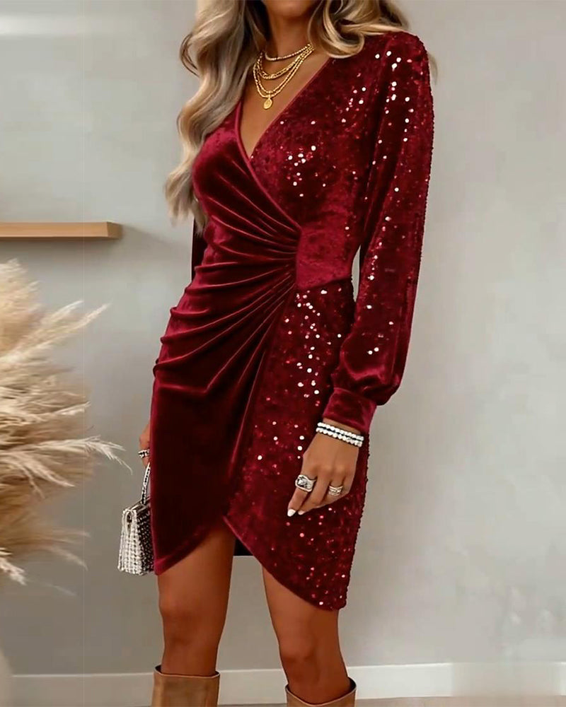 Celestia™ | Sequin V-Neck Evening Dress