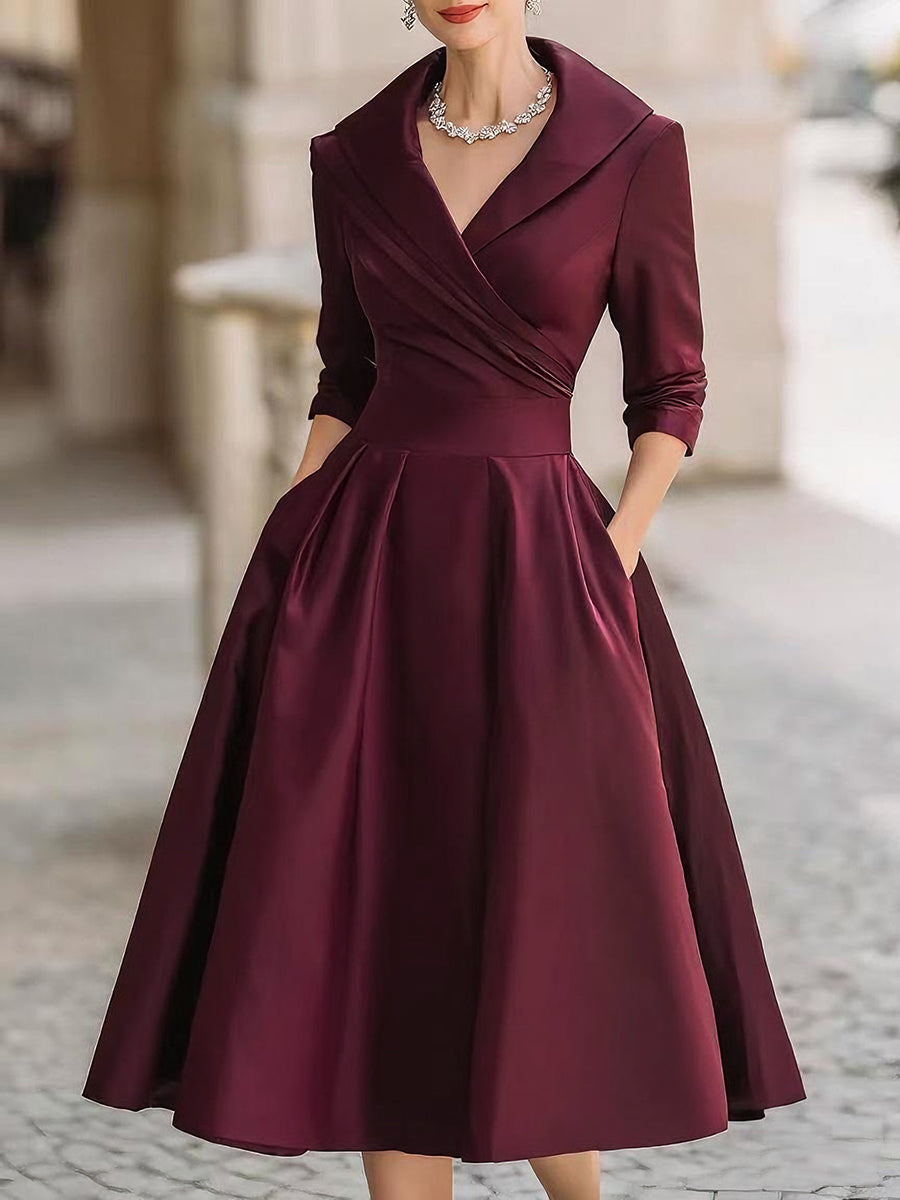 Lina™ | Midi Satin Dress