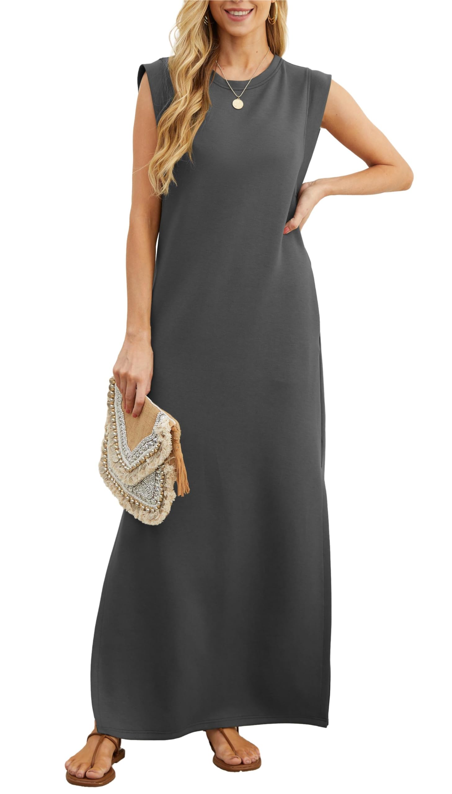 FlowLuxe™ | Wrinkle-Free Split Maxi Dress