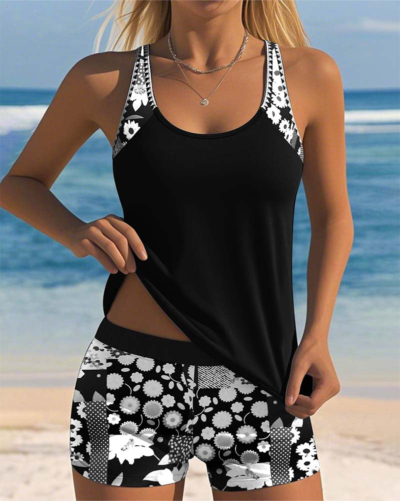 Marisse™ | Printed Swimsuit Tank & Boxer Set