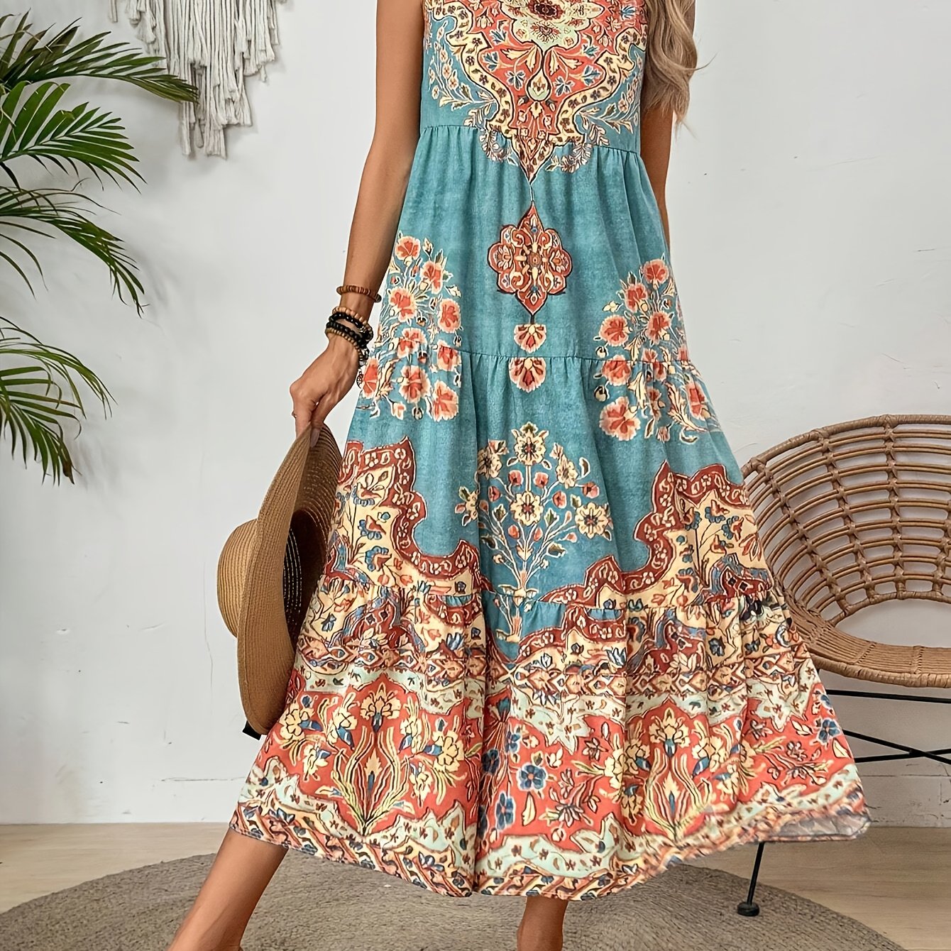 Mariselle Coastal Print Summer Dress