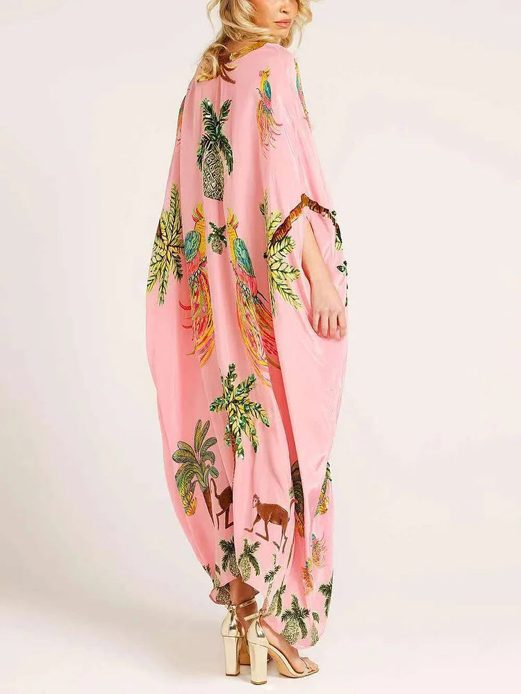 Soléva™ | V-Neck Printed Flowy Dress