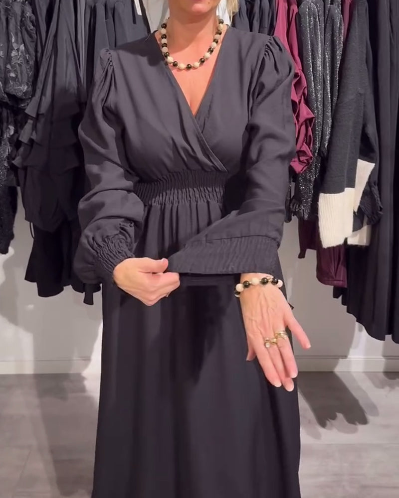 Aurelia™ | Puff-Sleeve Waist-Defined Dress