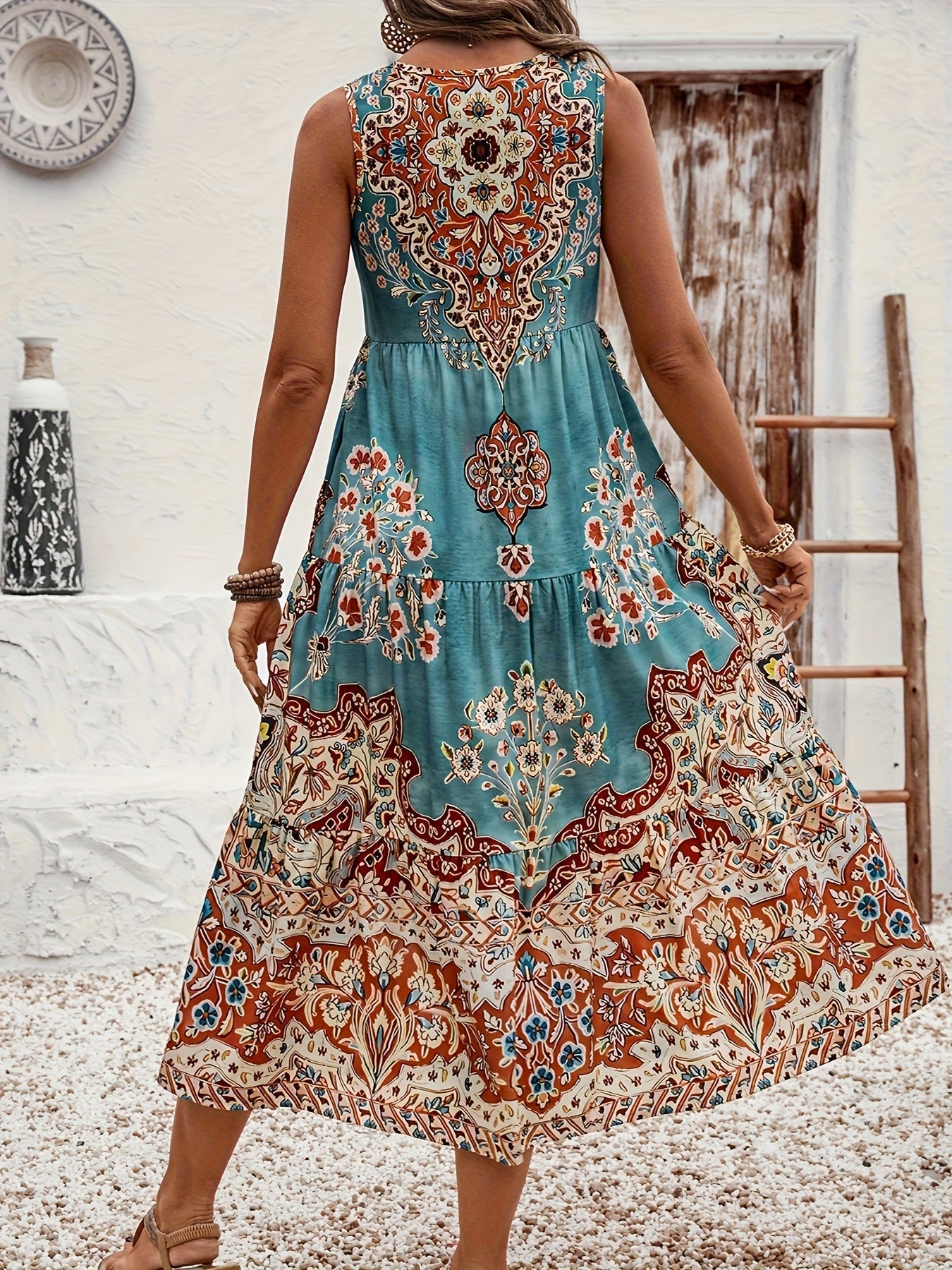 Mariselle Coastal Print Summer Dress