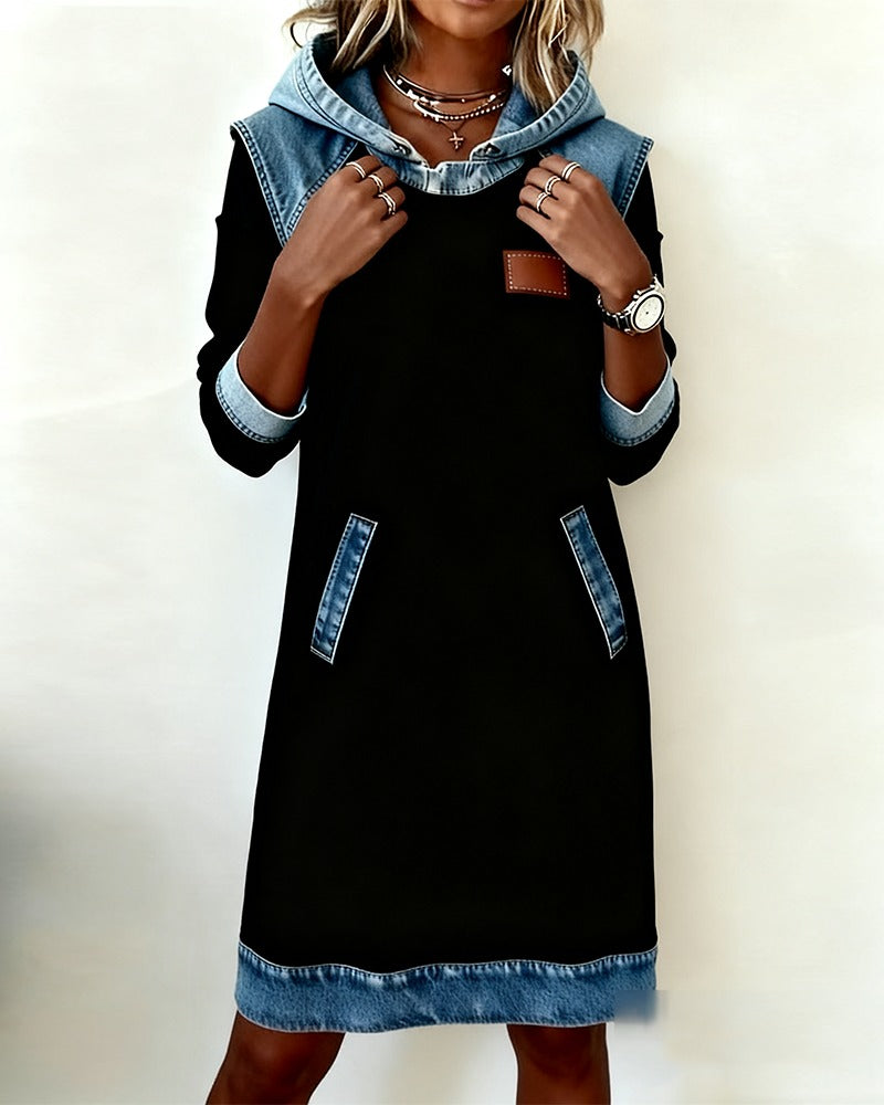 Denim Drift™ | Hooded Denim Dress