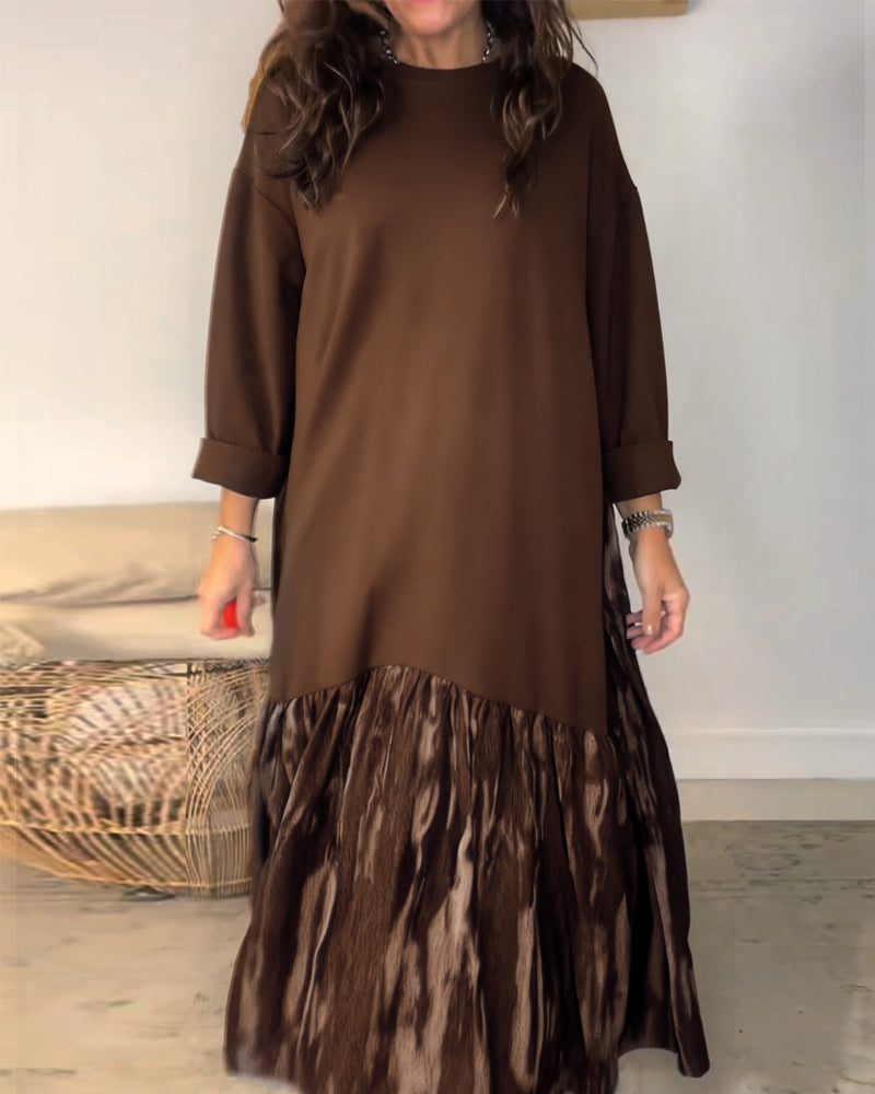 IrraPatch™ | Round-Neck Dress with Irregular Patchwork Print