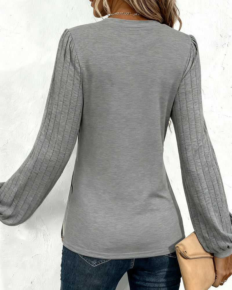 Velmira™ | Striped Lantern Sleeve Top