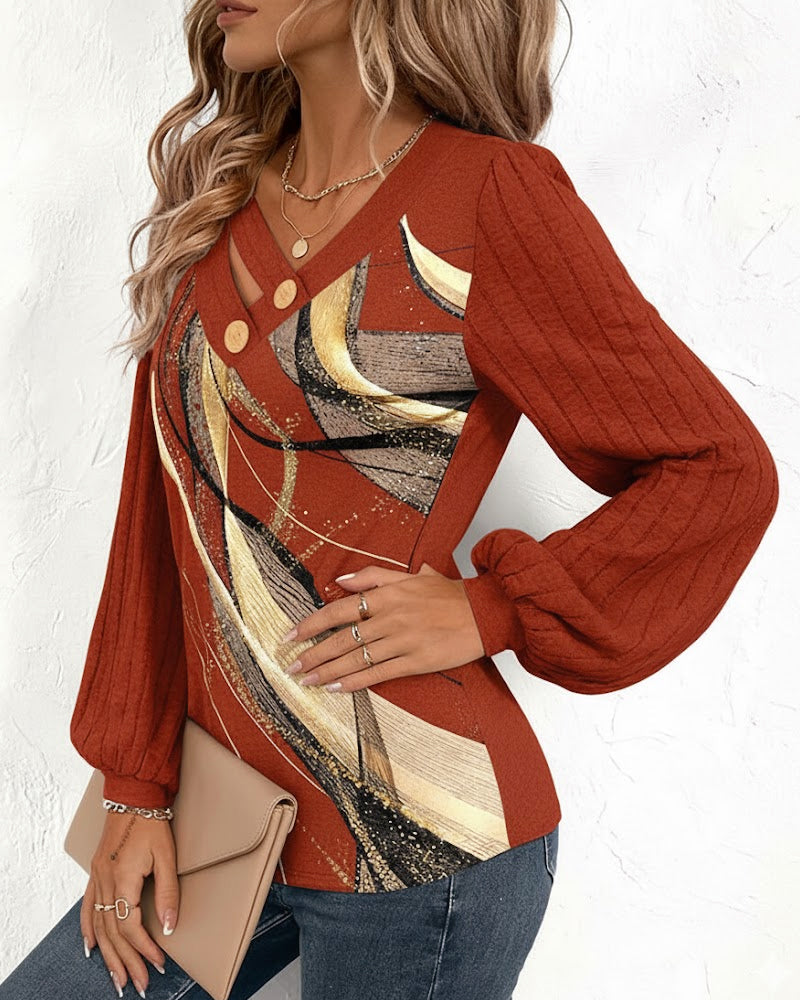 Velmira™ | Striped Lantern Sleeve Top