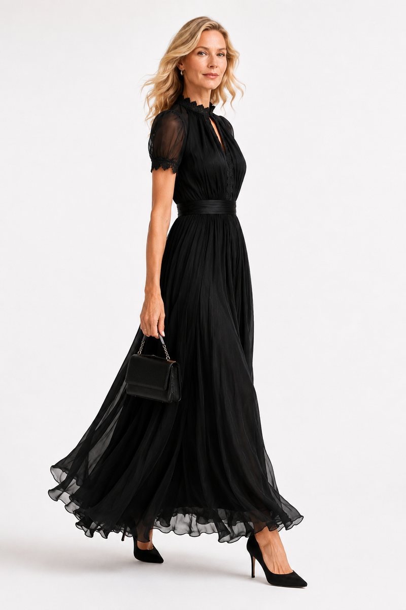 Airy chiffon maxi dress details