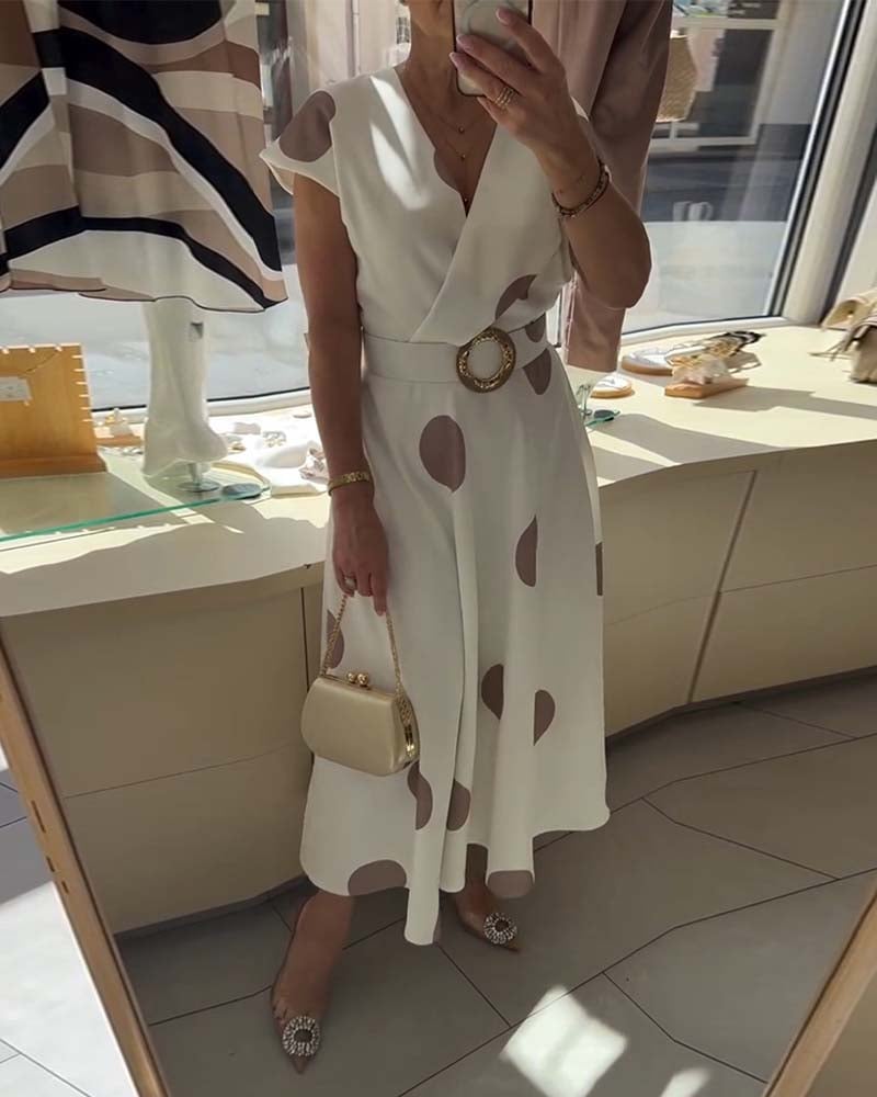 Velora CinchDot V-Neck Dress