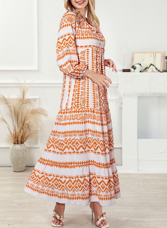 Averina™ | Puff Sleeve Floral Boho Maxi Dress
