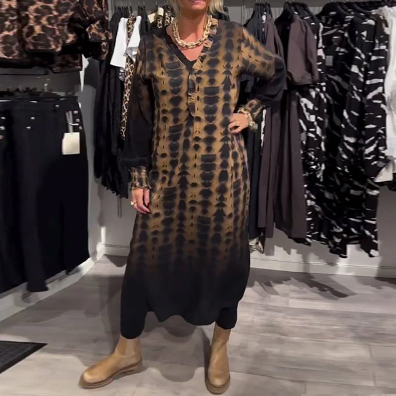 Aurivelle OmbraFlow V-Neck Dress