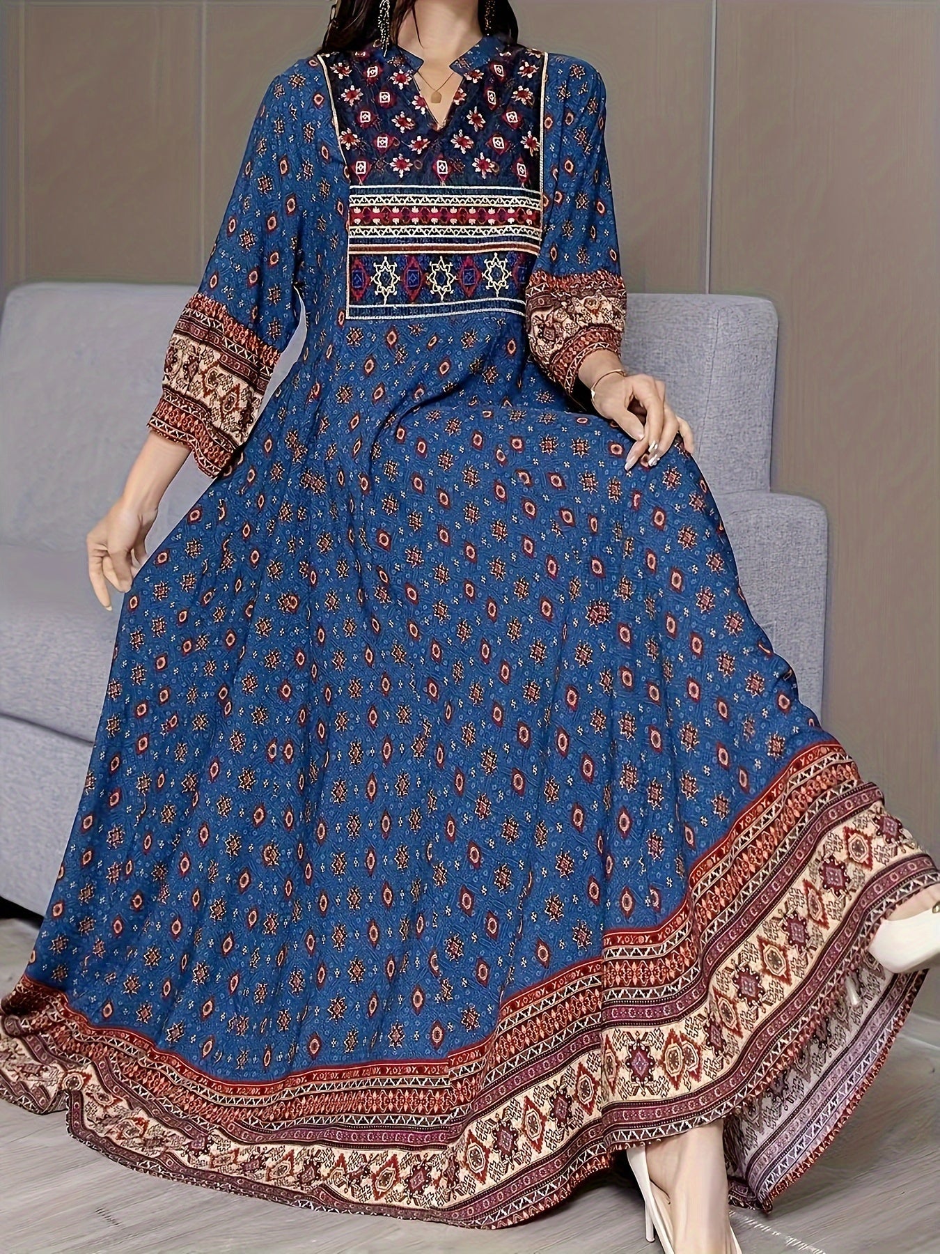 Azriena Azure Boho Maxi Dress