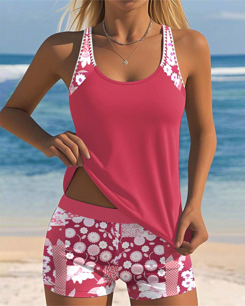 Marisse™ | Printed Swimsuit Tank & Boxer Set