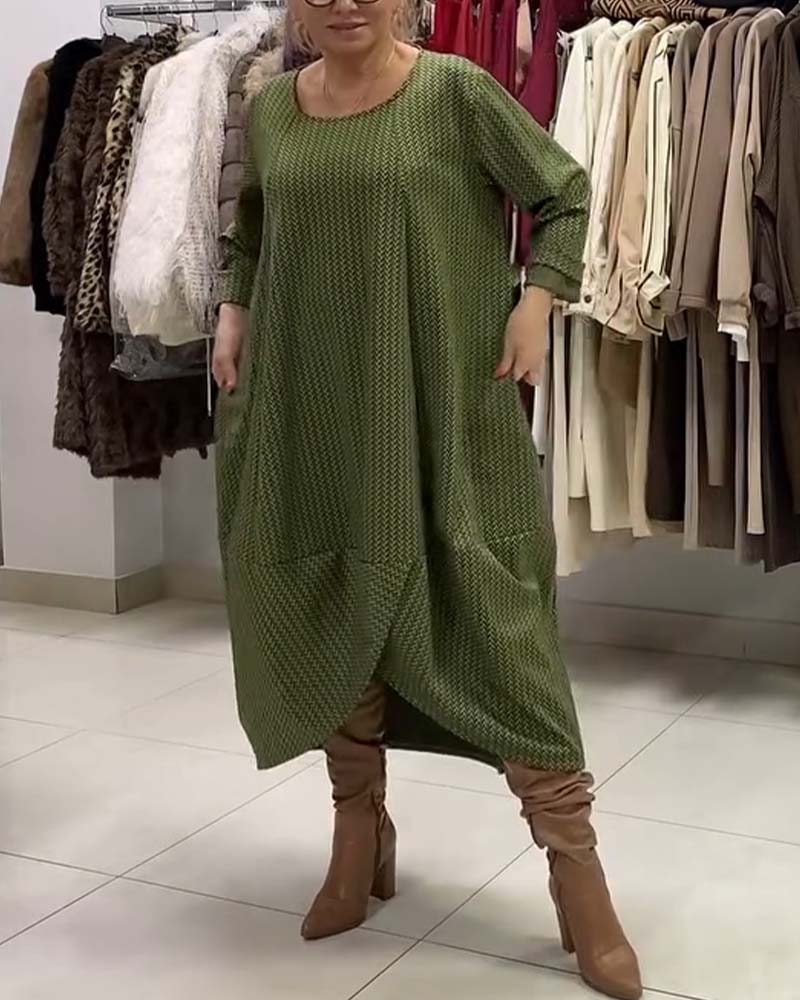 CurveEase™ | Plus-Size Loose Round-Neck Dress