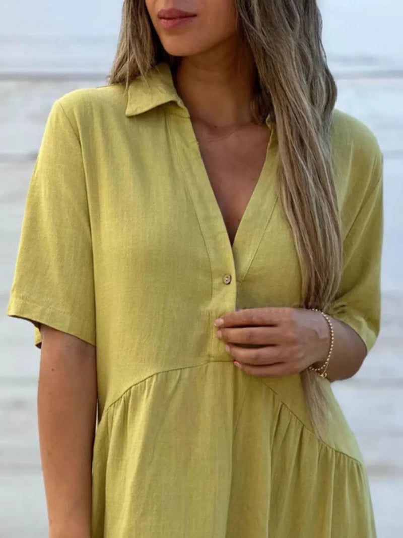TierEase™ Button-Front Tiered Midi Dress details