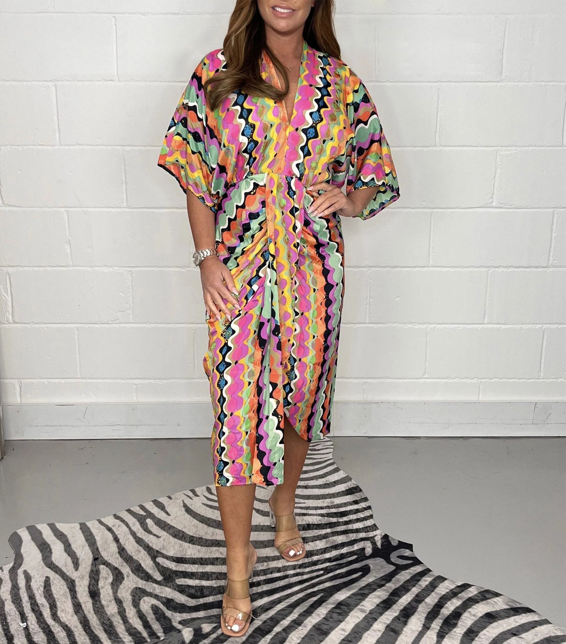 Kaoré™ | Printed Kimono Midi Dress