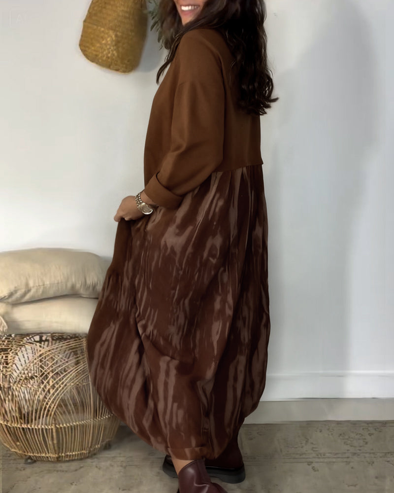 IrraPatch™ | Round-Neck Dress with Irregular Patchwork Print
