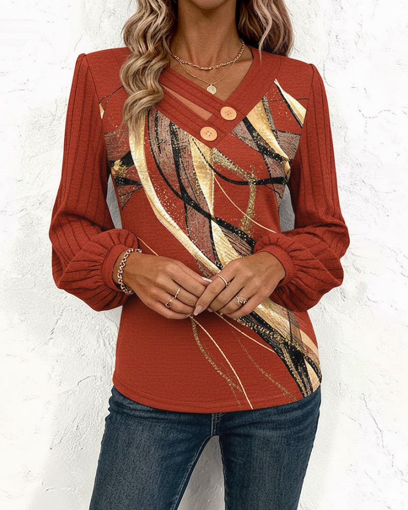 Velmira™ | Striped Lantern Sleeve Top