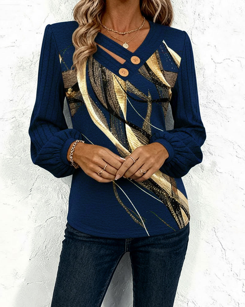 Velmira™ | Striped Lantern Sleeve Top