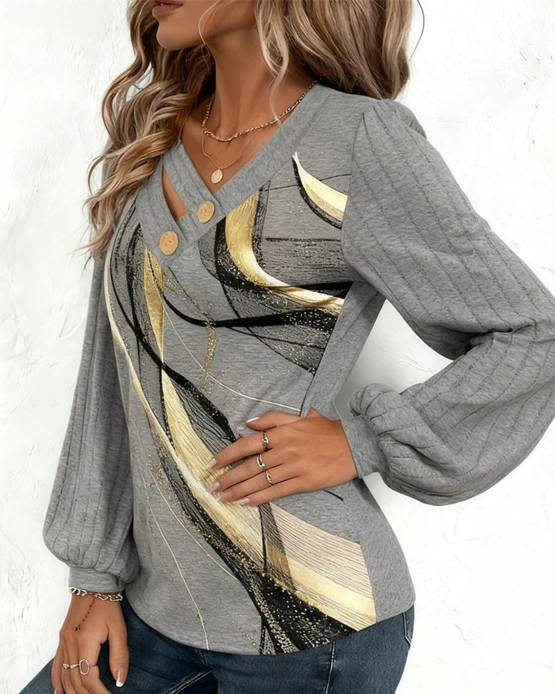Velmira™ | Striped Lantern Sleeve Top
