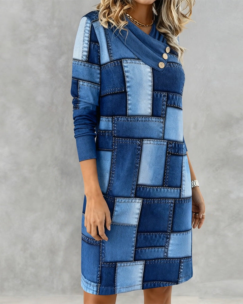 Ameloria™ | Scarf-Collar Printed Dress