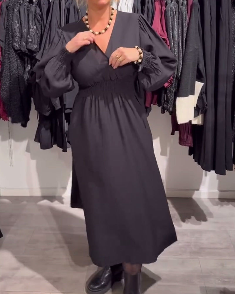 Aurelia™ | Puff-Sleeve Waist-Defined Dress