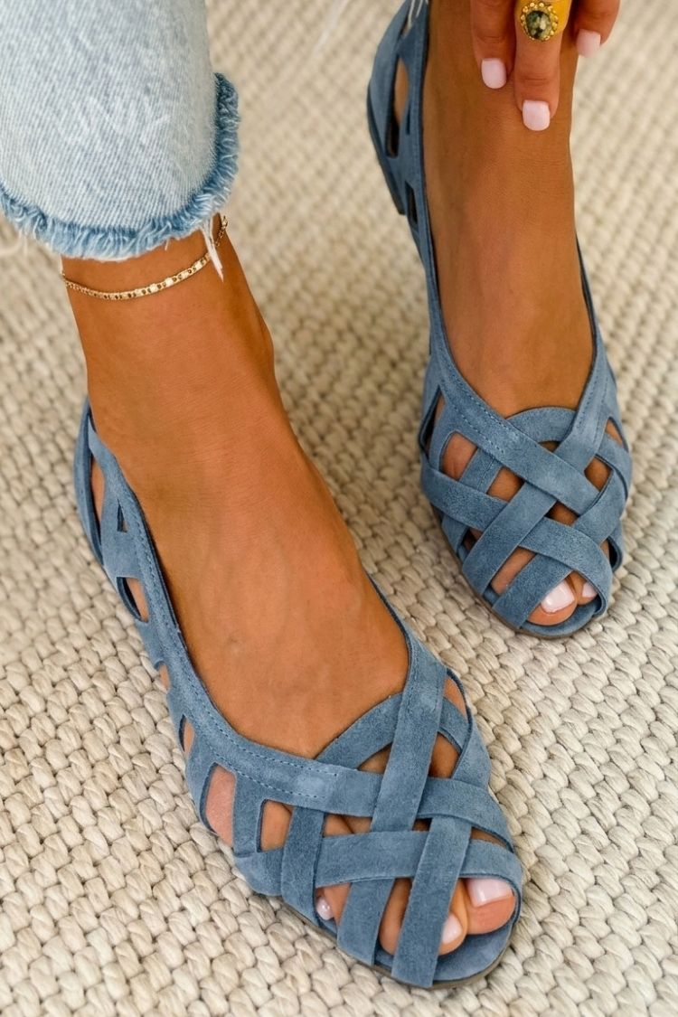 Flat Open Toe Sandals with Crisscross fabric