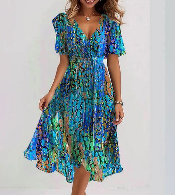 Ivy - Azure Short Sleeve Dress details