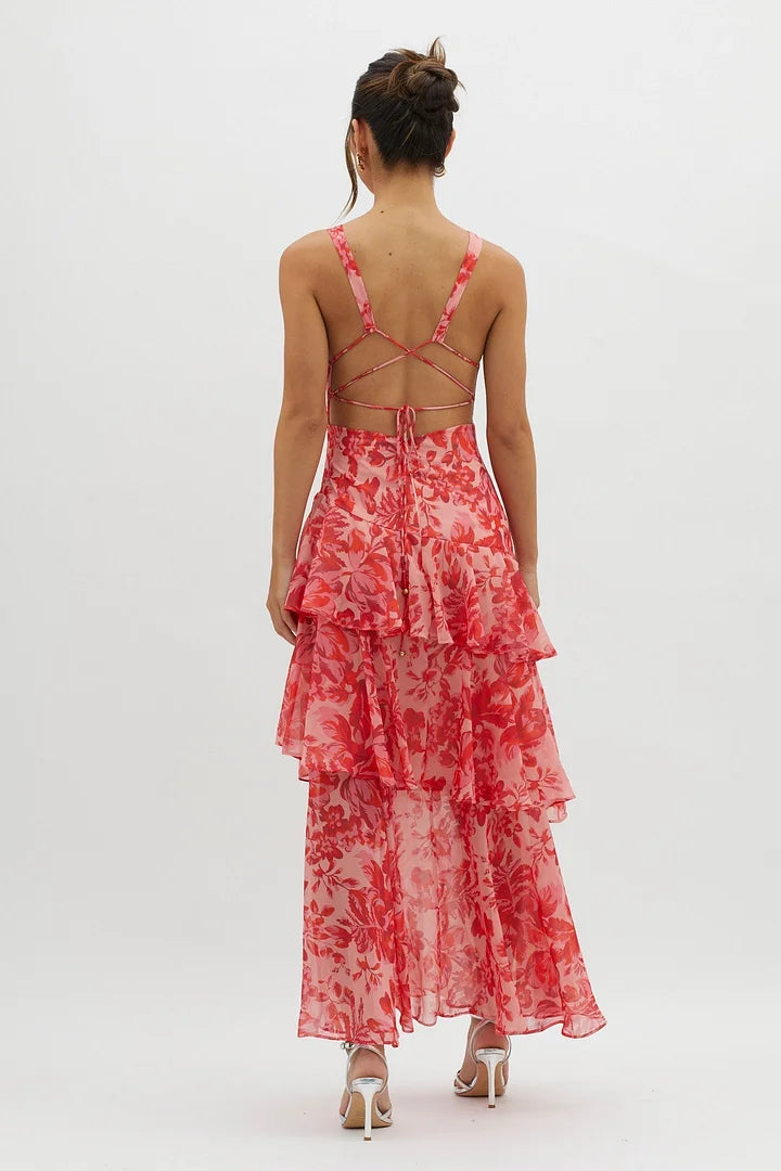 PetalTwirl™ Strappy Midi Dress