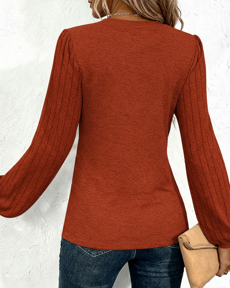 Velmira™ | Striped Lantern Sleeve Top