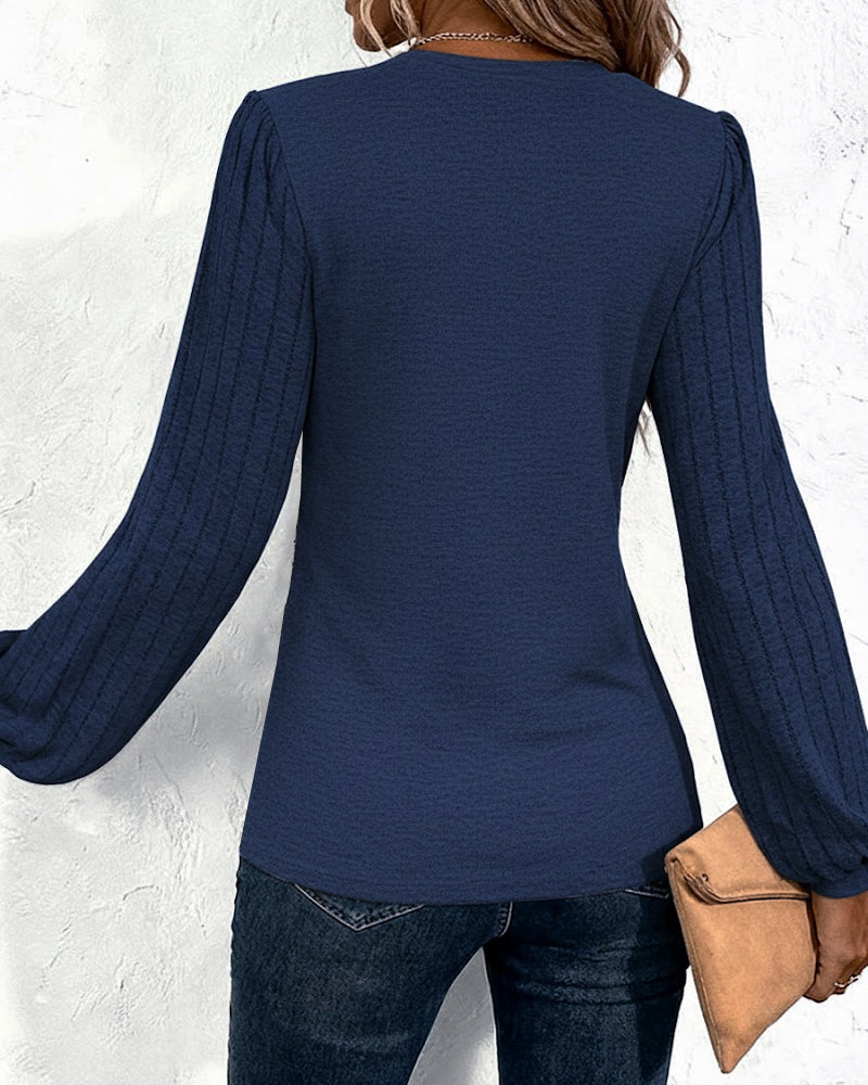 Velmira™ | Striped Lantern Sleeve Top