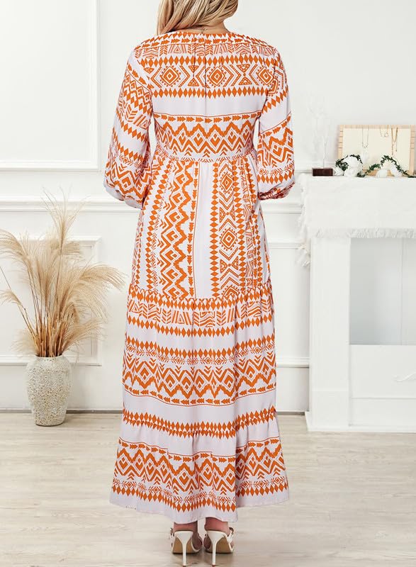 Averina™ | Puff Sleeve Floral Boho Maxi Dress