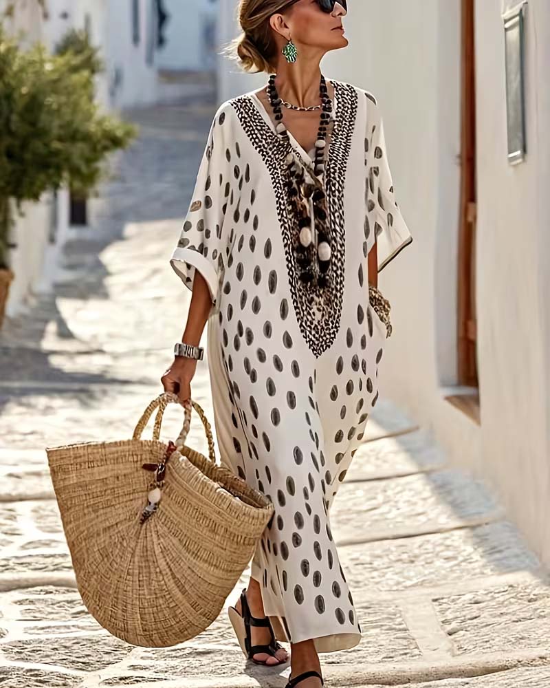 Solvéra DotResort V-Neck Dress